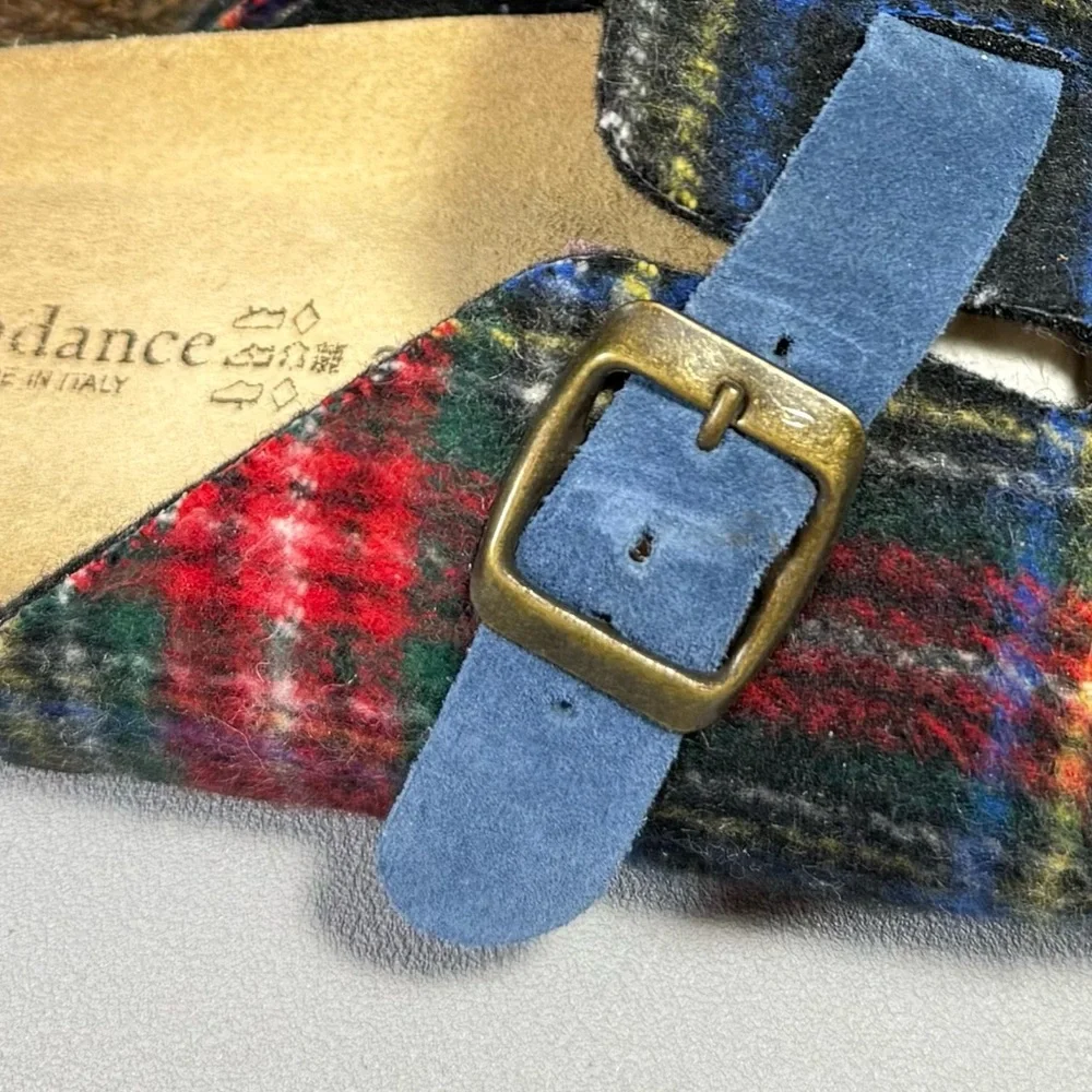 Sundance Multicolored Plaid Wool Cork Comfort Clogs - Picture 9 of 12